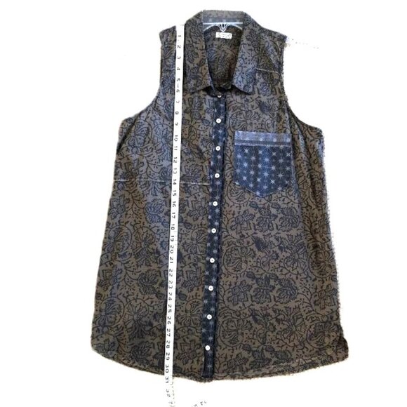Free People Intimately Free Batik Print Sleeveless Tunic Blouse Size Small - Picture 7 of 8